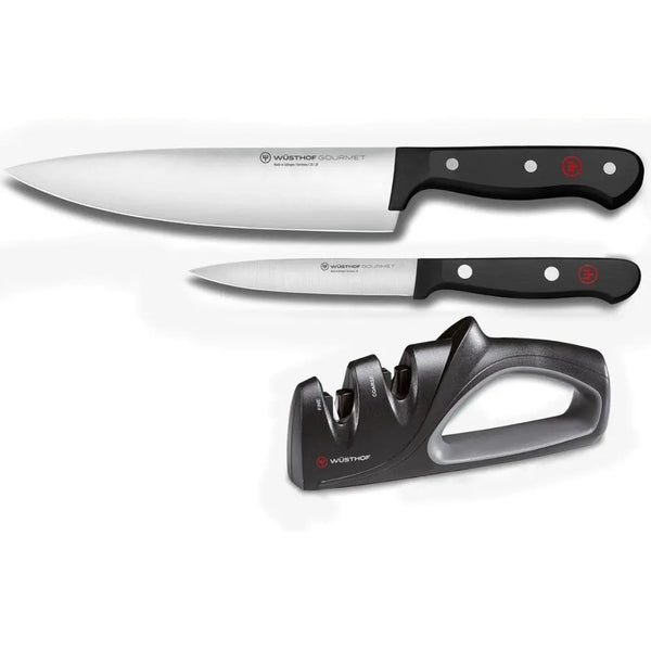 Wusthof Gourmet 3 Piece Knife & Sharpener Set